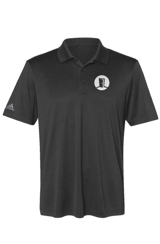 MD: Black with White Logo: Adidas Performance Polo